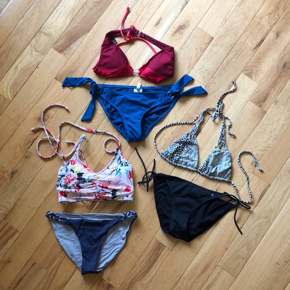 Floral and Solid Women's Bikin Set